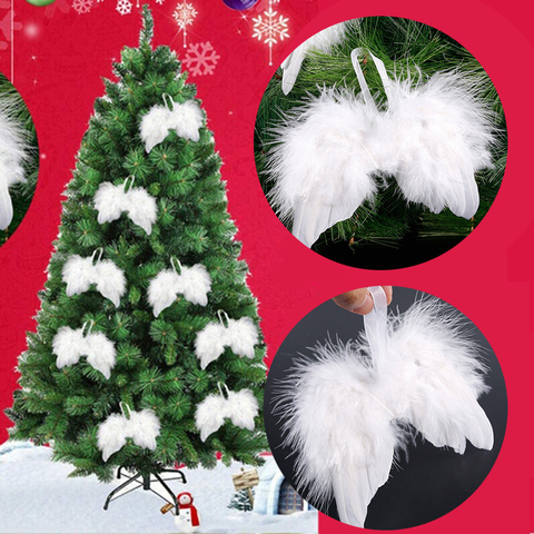 10Pcs White Vintage Feather Wing Lovely Chic Angel Christmas Tree Decoration Hanging Ornament Home/Party/Wedding Ornaments ► Photo 1/6