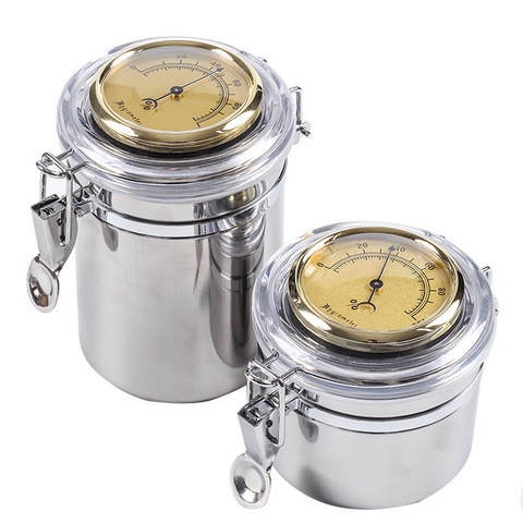 Tobacco Jar Cigar Humidor Stainless Steel Humidor Container for Cigar Taobacco Integrated Hygrometer Round ► Photo 1/6