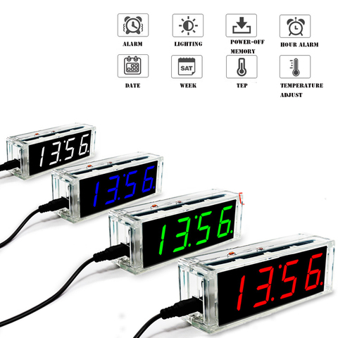 diy clock kit digital tube temperature alarm week display 51 MCU DS1302 diy electronic kit soldering subjest assembly ► Photo 1/6