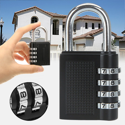 80*43*14mm 4 Dial Digit Combination Lock Heavy Duty Weatherproof Security Padlock Outdoor Gym Safely Code Lock Black ► Photo 1/6