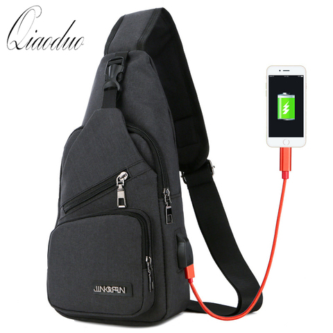Qiaoduo Men's Shoulder Bags USB Charging Crossbody Bags Male Anti Theft Chest Bag Casual High Quality Travel Messengers Bag 2022 ► Photo 1/6