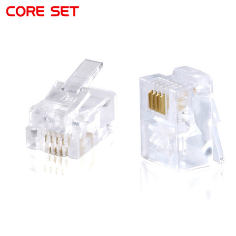 20/10pcs RJ11 Connector 6P4C Modular Plug Plated Network Connector Crystal Head ► Photo 1/6