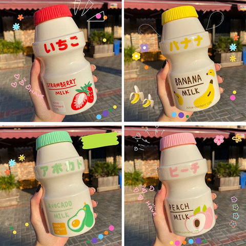 480ml Plastic Water Bottle Tour Drinking Bottle Yakult Shape Cute Kawaii Milk Carton Shaker Bottle For Kids/Girl/Adult Glass ► Photo 1/1