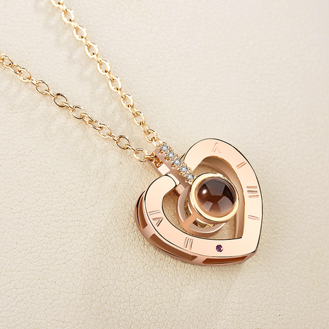 Lover Necklaces I love You in 100 Language Rose gold Pendant Choker Initial Chain Wedding Necklace  Collier Femme 2022 ► Photo 1/6
