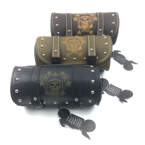 New Motorcycle Saddlebags PU Leather Front Fork Tail Tool Bag Luggage For Harley Chopper Bobber Cruiser Sportster XL 883 1200 ► Photo 1/6