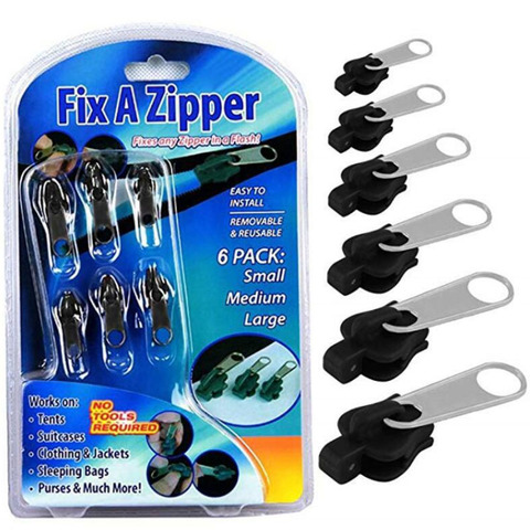 6Pcs Universal Zip Slider Teeth Rescue Zippers Sewing Instant Fix Zipper  Repair Kit Replacement