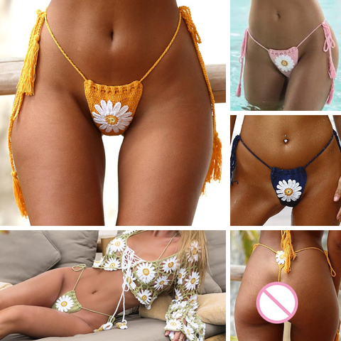 New Arrival Handmade Crochet Flower Micro Bikini G Thong String Beach Micro Swimwear Sexy Lingerie Sets 2022 ► Photo 1/6