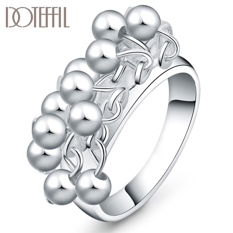 DOTEFFIL 925 Sterling Silver Smooth Grape Beads Ring For Women Fashion Wedding Engagement Party Gift Charm Jewelry ► Photo 1/6