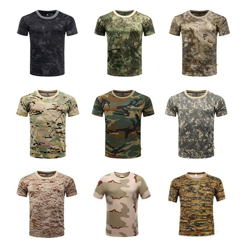 Outdoor Sports Men T-Shirts Camouflage Multicam Quick Dry O Neck Short Sleeve Tops Shirt Plus Size M-3XL T-Shirt Accessories ► Photo 1/6