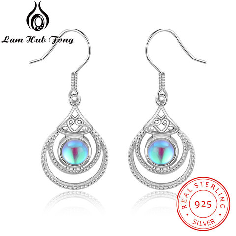 925 Sterling Silver Moonstone Earrings Water Drop Dangle Earrings for Women Bohemia Long Earrings Fine Jewelry (Lam Hub Fong) ► Photo 1/5