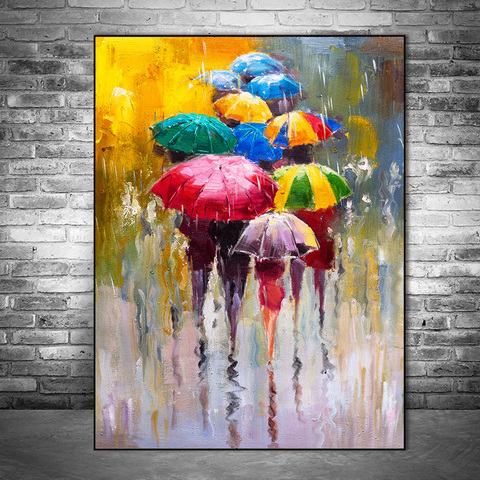 Abstract Portrait Oil Paintings Print On Canvas Art Prints Girl Holding An Umbrella Wall Art Pictures Home Wall Decoration ► Photo 1/5