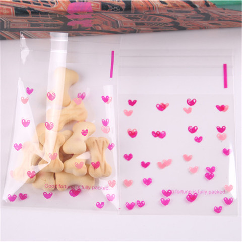 Wholesale 50Pcs/lot Lovely Sweet Heart Cookie Candy Gift Packaging Bags Self Adhesive Party Favors for Biscuit ► Photo 1/6