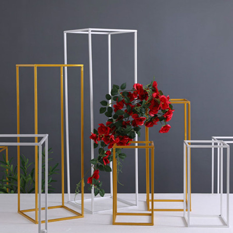 Wedding Square Road Lead Wrought Iron Three-dimensional Box Five-piece Decoration Wedding Arrangement T Platform Road ► Photo 1/6