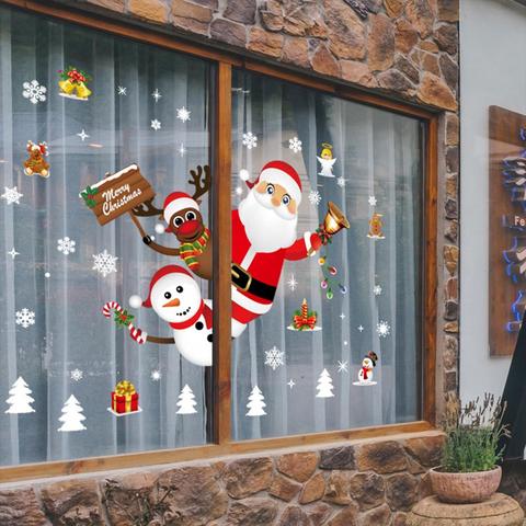 FRIGG Christmas Wall Stickers Window Glass Stickers 2022 Christmas Decor For Home Merry Christmas Ornament Noel Navidad Natal ► Photo 1/6
