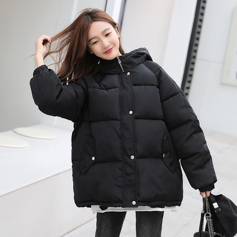 Women Winter Jacket Fashion Loose Hooded Long Cotton Padded Oversize Parka  Coat