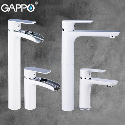 GAPPO white chrome brass Basin Faucets waterfall faucet basin mixers sink taps tall bathroom water taps rainfall mixer griferia ► Photo 1/6