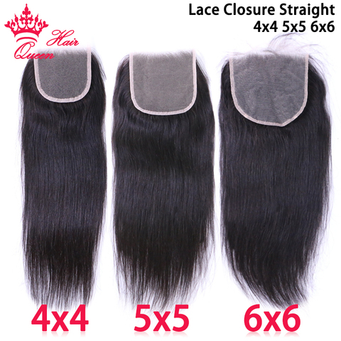 Queen Hair Official Store HD Transparent Lace Closure 4x4 5x5 6x6 Brazilian Virgin Straight Hair Top Swiss Lace 100% Human Hair ► Photo 1/6