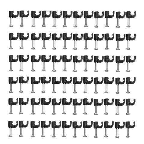 100pcs Plastic Cable Clip Wire Cord Fastener Telephone Line Tie Fixer Organizer Wall Clamp (Black) ► Photo 1/6