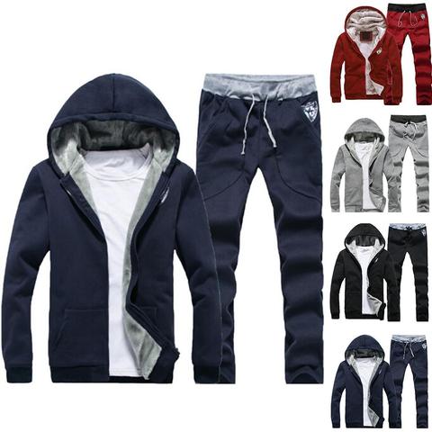 Winter Tracksuits Men Set Casual Thicken Fleece Warm Hooded Jacket Pants Spring Sweatshirt Sportswear Coats Hoodie Track Suits ► Photo 1/6