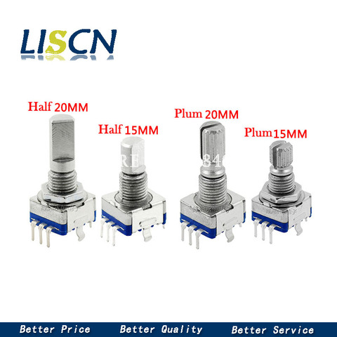 5PCS/LOT 20 Position 360 Degree Rotary Encoder EC11 w Push Button 5Pin Handle Long 15/20MM With A Built In Push Button Switch ► Photo 1/3