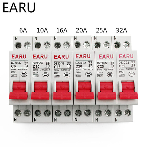 DZ30-32 DPN 1P+N Mini Circuit Breaker MCB 6A 10A 16A 20A 25A 32A Din Rail Mounting Cutout Miniature Household Air Switch OEM DIY ► Photo 1/6