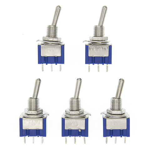 10pc Blue Mini MTS-102 3-Pin SPDT ON-ON 6A 125VAC Miniature Toggle Switches ► Photo 1/6