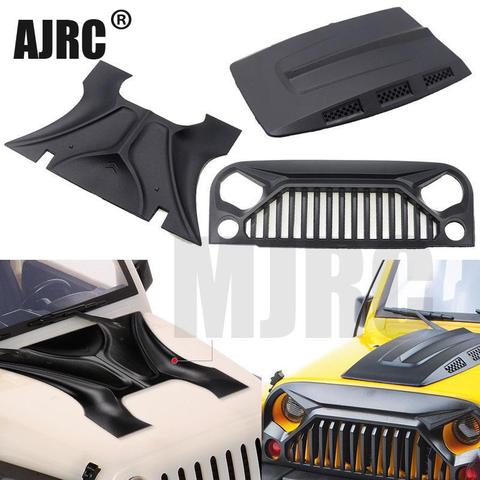 MJRC 1:10 RC body shell Jeep Wrangler Rubicon for axial SCX10 D90 90046 90047 313mm wheelbase Angry face MS hood intake grille ► Photo 1/6