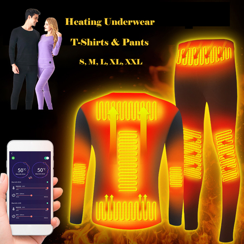 Winter Thermal Hiking Pants Heating Underwear USB Electric Heated Pants New