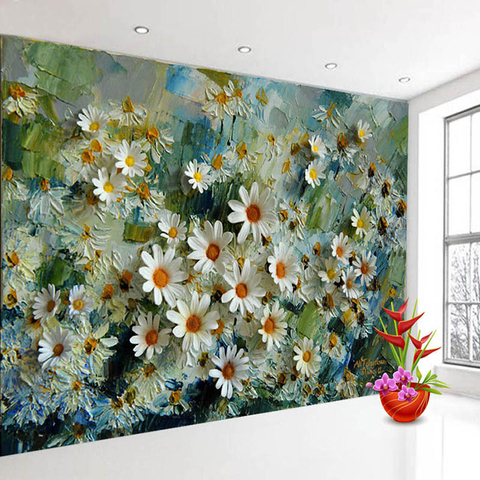 Custom 3D Photo Wallpaper Murals Floral Stereoscopic Oil Painting Living Room TV Backdrop Wall Papers Home Decor Prints Wall Art ► Photo 1/6