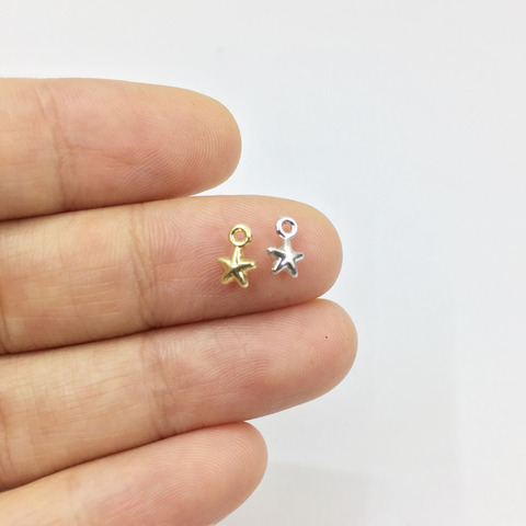 Eruifa 30pcs 4mm Mini Star Zinc alloy Jewelry DIY Charms Pendant Necklace,Eearrings  2 Colors ► Photo 1/6