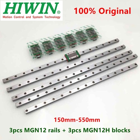 3pcs Hiwin linear rail  MGN12 150 200 250 300 330 350 400 450 500 550 mm MGNR12 guide +3pcs MGN12H block carriage 3D printer CNC ► Photo 1/6