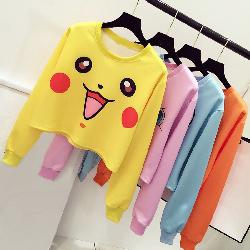 new Harajuku Sexy Girls Cosplay Costume Pikachu Crop Top Hoodies Print  Sweatshirt Colorful long sleeves Tee - Price history u0026 Review | AliExpress  Seller - Randy good luck Store | Alitools.io