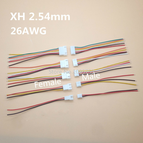 10PCS XH2.54 2/3/4/5/6 Pin Pitch 2.54mm Wire Cable Connector XH Plug Male & Female Battery Charging Cable 100MM Length 26AWG ► Photo 1/1