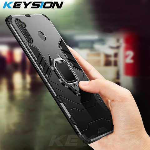KEYSION Shockproof Armor Case for OPPO Realme 6i 6 Pro Ring Stand Bumper Silicone + PC Phone Back Cover for Realme C3 5i 5 Pro ► Photo 1/6