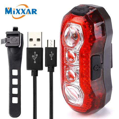 USB Rechargeable Super Bright Bike Rear Tail Light 5 Lighting Modes Easy Install Red Safety Cycling Light-Fits on Any Bicycles ► Photo 1/6