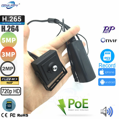 Geniuspy 720P 960P 1080P 3MP 5MP SD Card Slot Covert POE Mini IP Camera Video Audio Onvif Security CCTV Indoor Conceal Cam Camhi ► Photo 1/6