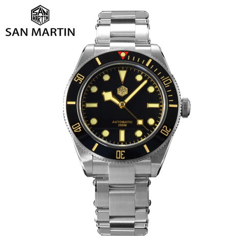 San Martin Men Watch 40mm Diver BB58 Retro Luxury Water Ghost PT5000 SW200 Rivet Bracelet Sapphire 20Bar Waterproof Luminous ► Photo 1/6