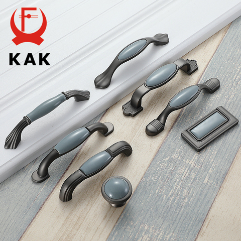 KAK Mediterranean Blue Ceramic Cabinet Knobs and Handles Gray Wardrobe Door Pulls European Furniture Handle Cabinet Hardware ► Photo 1/6