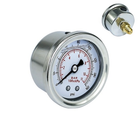 Universal racing 1/8 NPT Oil Fuel Pressure Gauge Liquid Filled Polished Case 0-11bar Oil Press Gauge Fuel Gauge White Face ► Photo 1/6