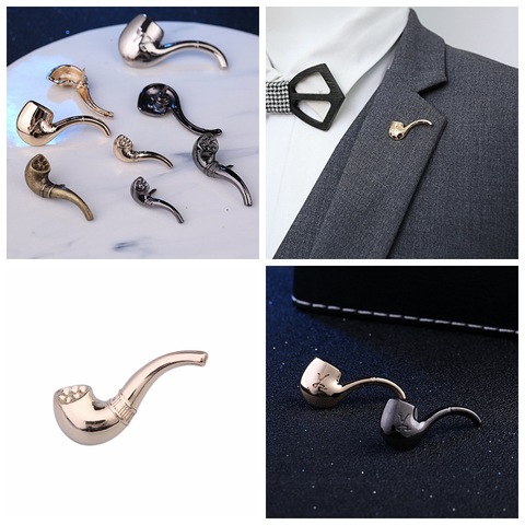 i-Remiel  New Delicate Vintage Small Metal Pipe Brooch Pin for Men Shirt Suit Collar Decoration Mens Clothing & Accessories ► Photo 1/5