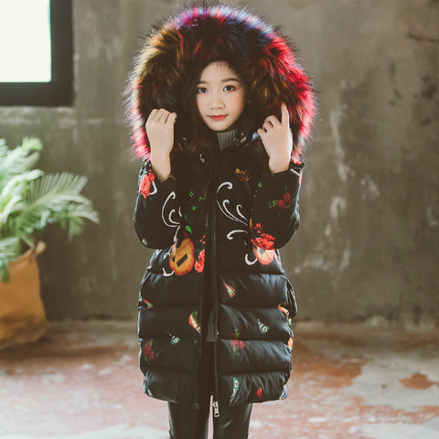 2 6 8 12 Years Fashion Children Jackets For Teenage Girls Winter Warm Parkas Coats For Girl Fur Hooded Thick Outerwear Clothing ► Photo 1/6