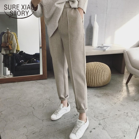 Harem Pants Autumn and Winter Women Thick Pants High Waist Ankle-length Pants Female Loose Casual Straight Suit Pants 6991 50 ► Photo 1/6