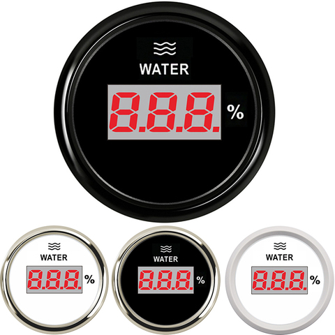 52mm Water Level Gauge 2inch Marine Digital Car Boat Water Tank Level Indicator with 0~190 ohm 240~33 ohm Red Backlight 12V 24V ► Photo 1/6