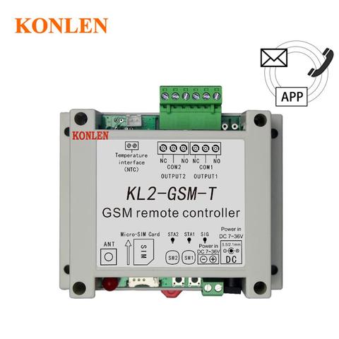 KONLEN GSM 2 Way Relay Controller SMS Call Temperature Sensor Remote Control Smart Home Automation SIM Switch Garage Door Opener ► Photo 1/6