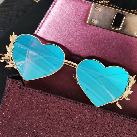 New Fashion Heart Sunglasses Metal Women Luxury Unique Brand Designer Red LOVE Mirror Lenses Sun Glasses Men UV400 Christmas ► Photo 1/6