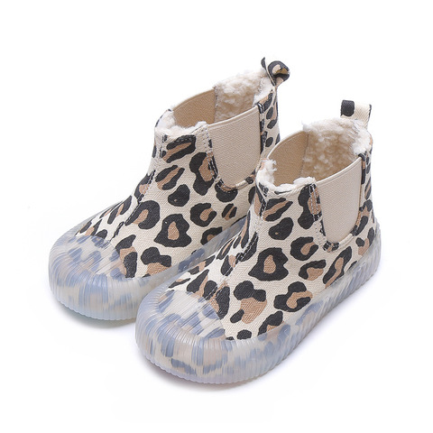 Winter Canvas Girls Snow Boots 2022 Casual Leopard New Keep Warm Boys' Cotton Shoes Children's Cotton Shoe Soft Bottom ► Photo 1/6
