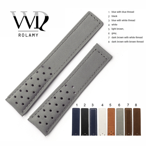 Rolamy Watch Band 20 22mm Real Calf Leather Suede Strap VINTAGE Replacement Wrist Watchbands Leather Watch Strap For Tag Heuer ► Photo 1/6