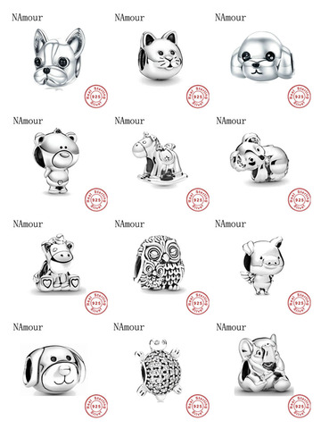 New theo bear pig animal kingdom cat dog unicorn Bead fit original Pandora charms silver 925 Bracelet for women fashion jewelry ► Photo 1/5