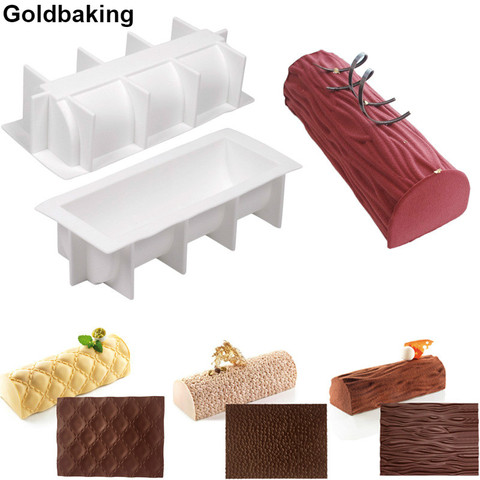 Silicone Swiss Cake Mould Yule Log Mold Large Buche Form Silicon Fondant Mat Impression Lace Moulds ► Photo 1/6