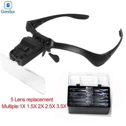 Head Headband Magnifier LED Illuminated Visor Magnifying Loupe Jewelers  Glasses